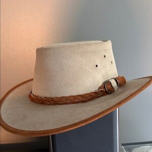 Australian Leather Stylish Cream and Brown Women's Hat